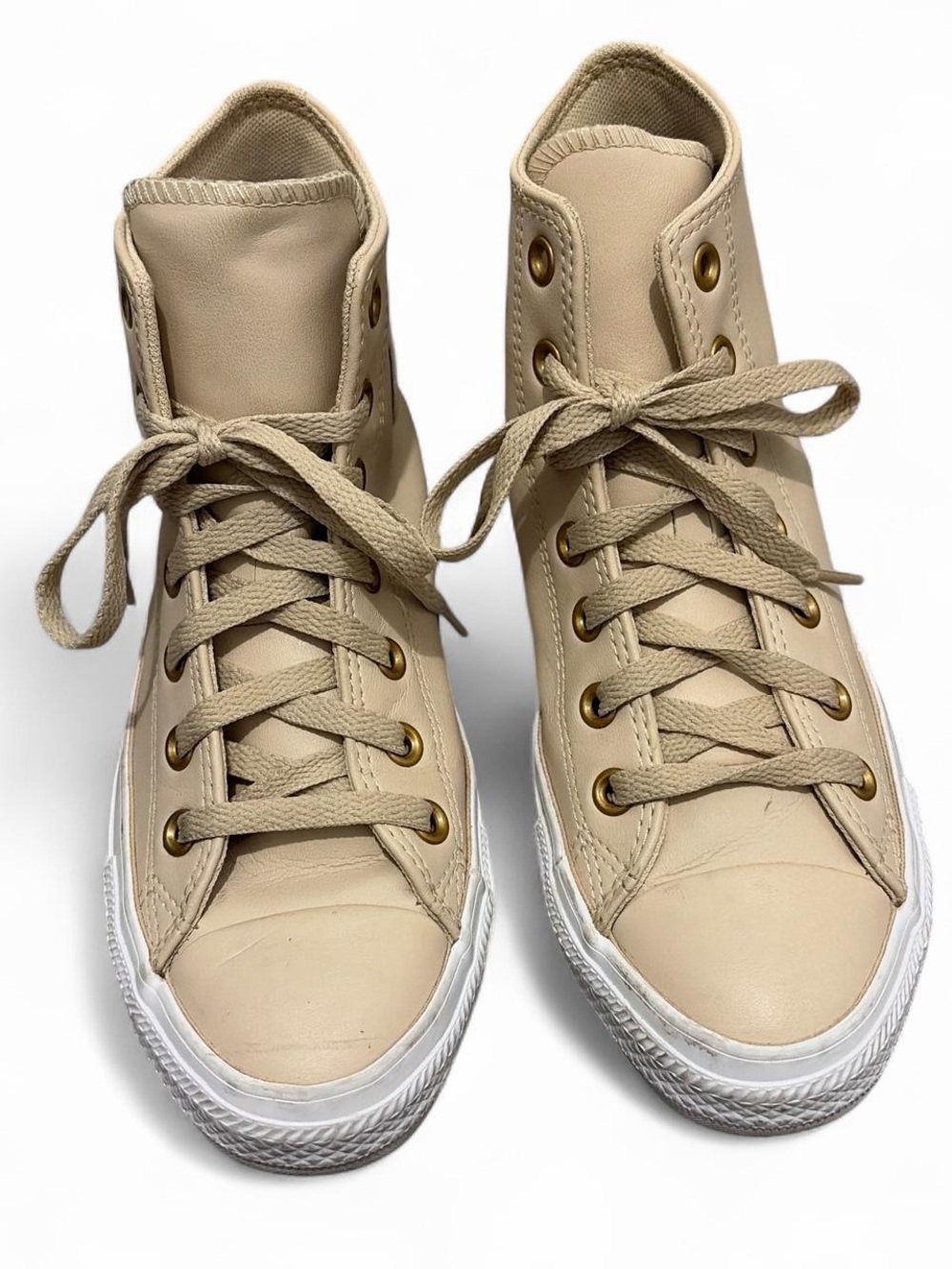Converse High Top Sneakers in Beige with White Soles